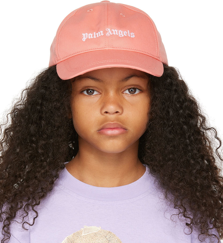 Palm Angels Kids Pink Embroidered Cap Palm Angels