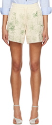 Dries Van Noten Off-White Embroidered Shorts