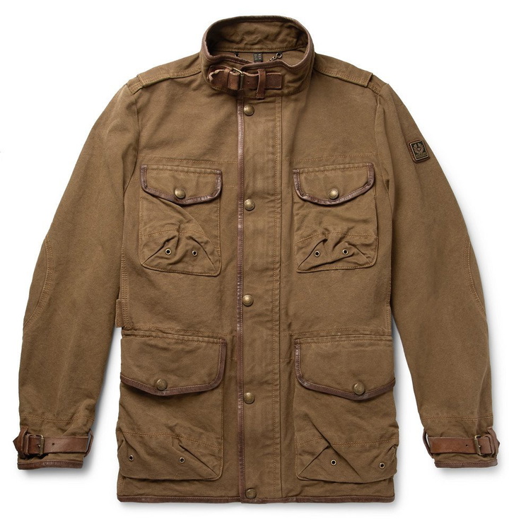 Photo: Belstaff - Leather-Trimmed Cotton-Canvas Field Jacket - Brown
