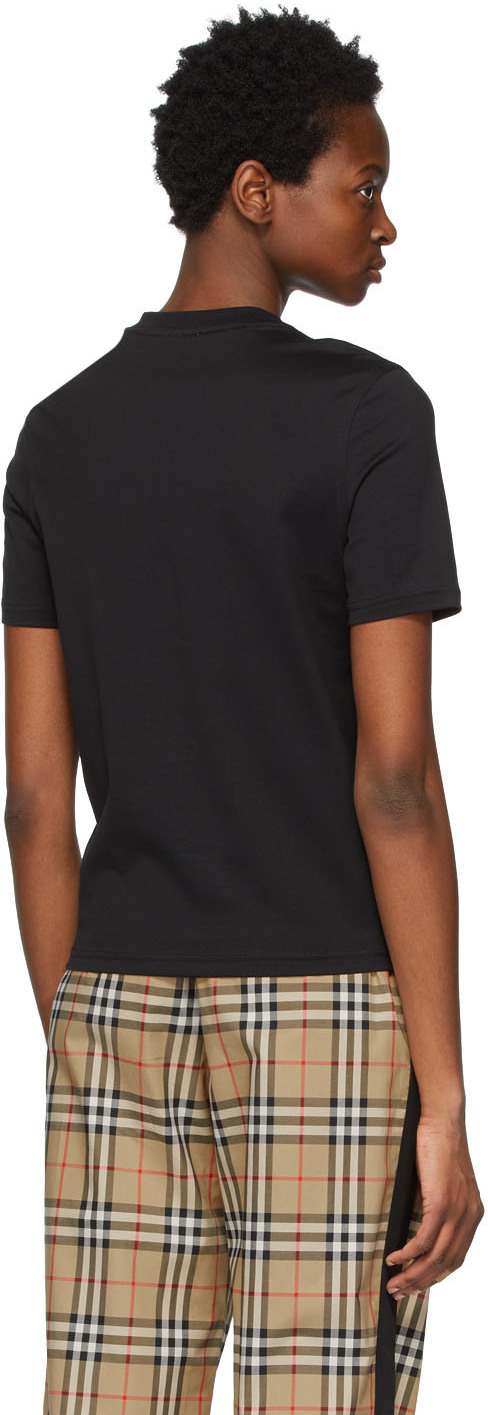 【BURBERRY】JEMMA プリントロゴ ストレッチコットンTシャツ Burberry Black Jemma Logo T-Shirt Burberry