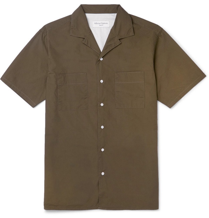Photo: Officine Generale - Don Camp-Collar Cotton-Poplin Shirt - Men - Green