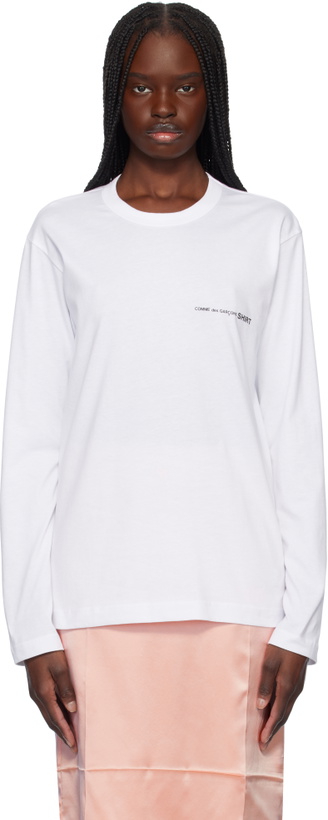 Photo: Comme des Garçons Shirt White Basic Logo L/S Jersey T-shirt