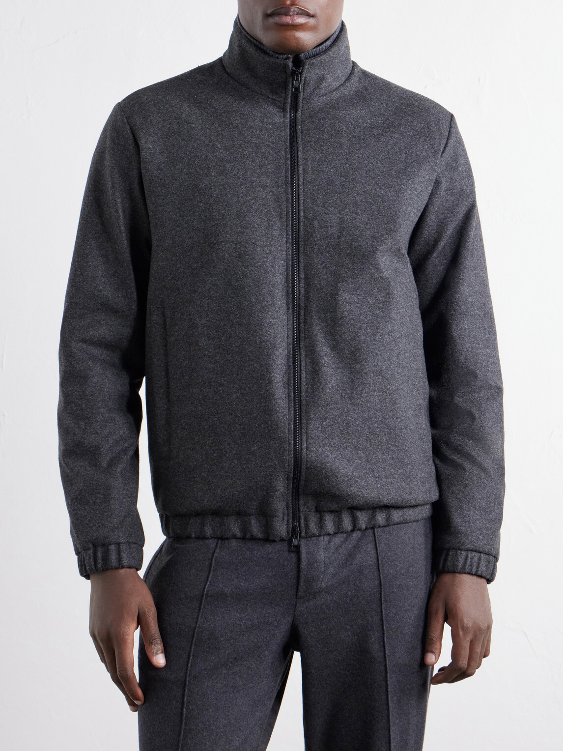 Moncler - Limberl Stretch-Flannel Padded Blouson Jacket - Gray