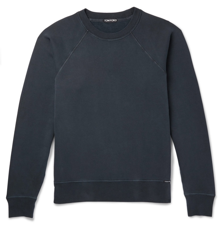 Photo: TOM FORD - Loopback Cotton-Blend Jersey Sweatshirt - Black