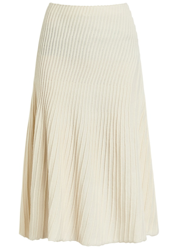 Photo: Alaïa Twisted Asymmetric Wool and Cashmere-blend Midi Skirt White