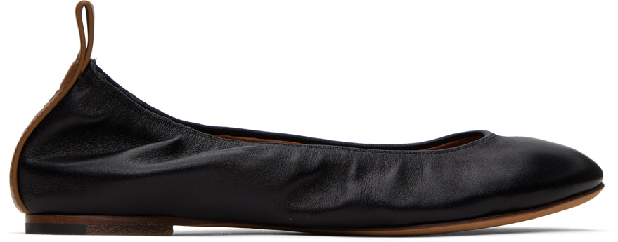 Lanvin Black Leather Ballerina Flats Lanvin
