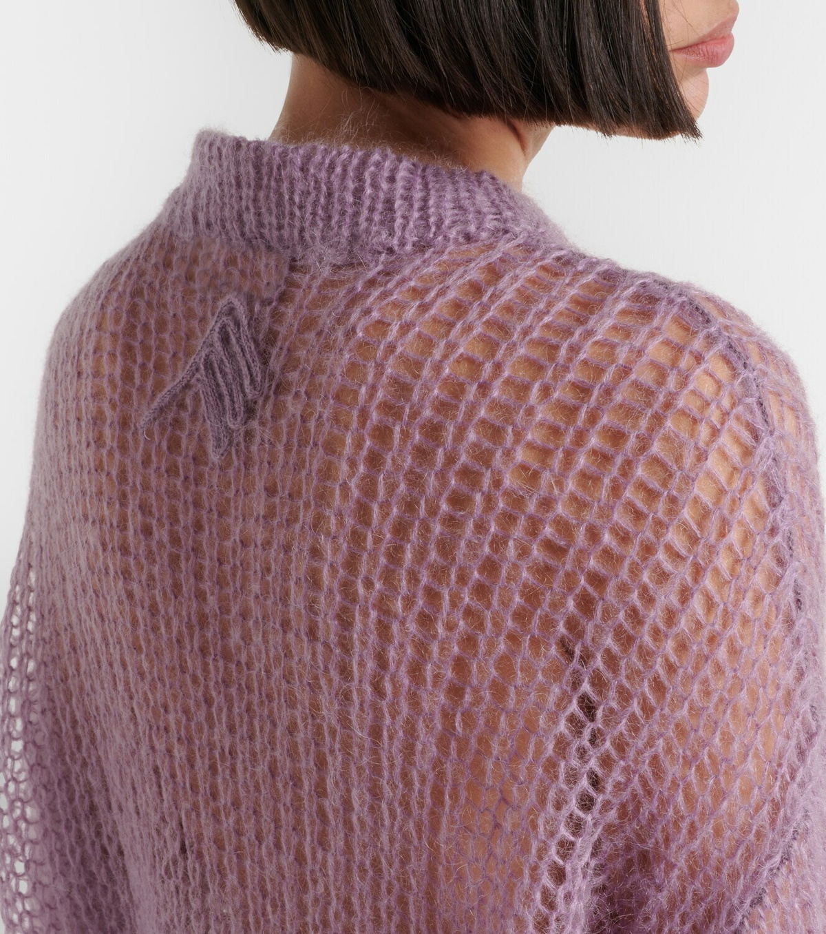 The Attico Feather-trimmed open-knit mohair-blend sweater