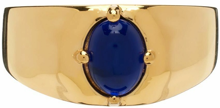 Photo: Ernest W. Baker SSENSE Exclusive Gold & Navy Stone Ring