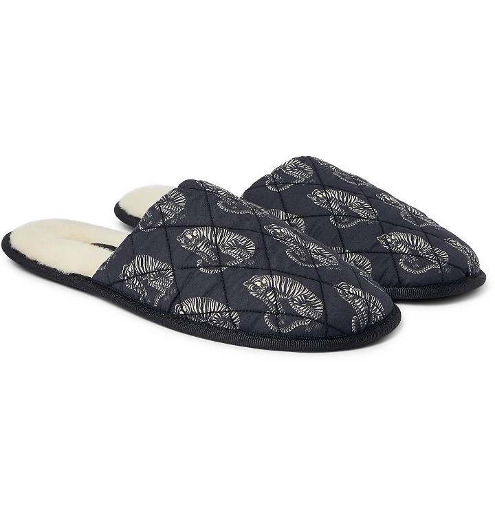 Photo: Desmond & Dempsey - Printed Quilted Cotton Slippers - Black