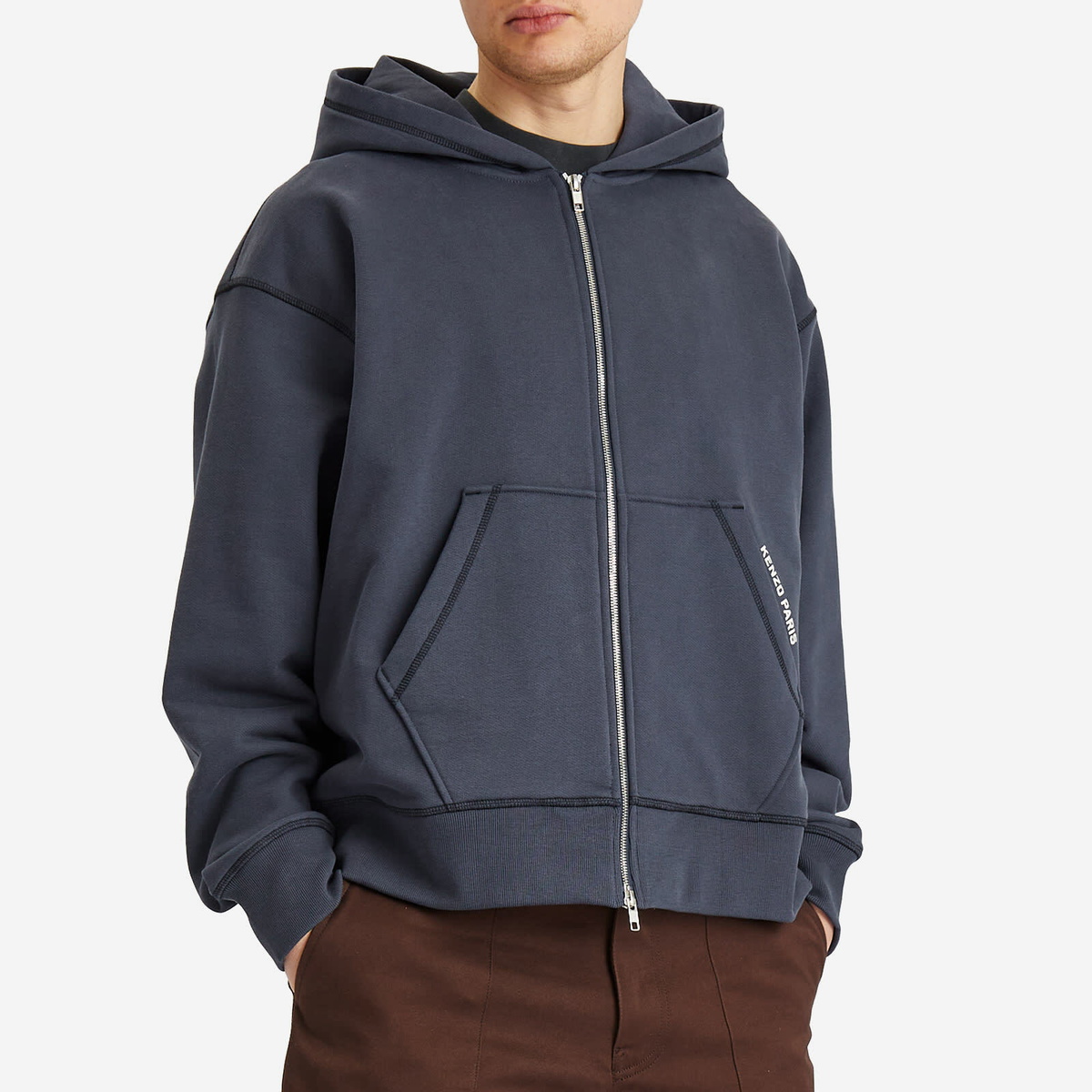 Kenzo Men's Gots Jungle Elephant Full Zip Hoodie in Midnight Blue