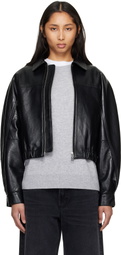 AGOLDE Black Dixon Recycled Leather Bomber Jacket