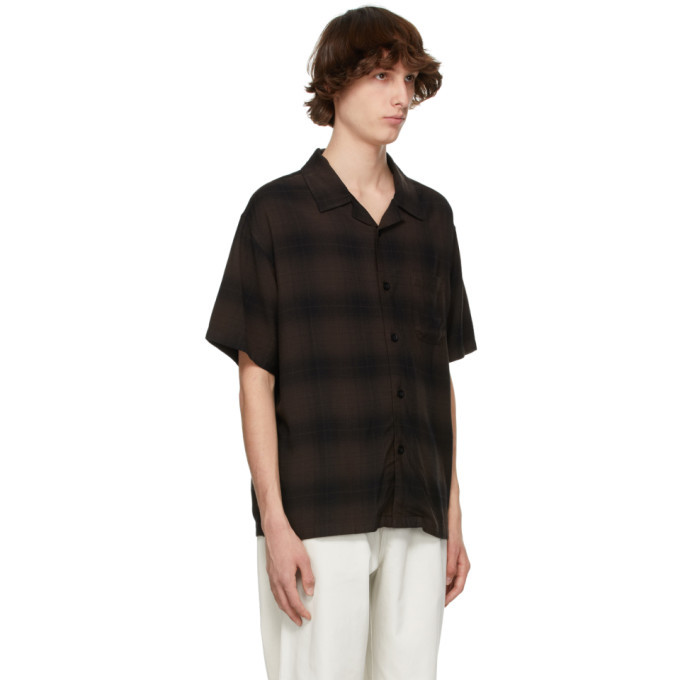 『stussy』 Boxy Shadow Plaid shirt ブラウン　M Stussy Brown Boxy Plaid Shadow Short Sleeve Shirt Stussy