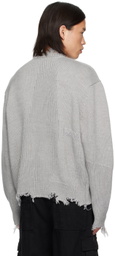 C2H4 Gray Distressed Sweater