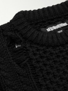 Neighborhood - Savage Distressed Cable-Knit Sweater - Black