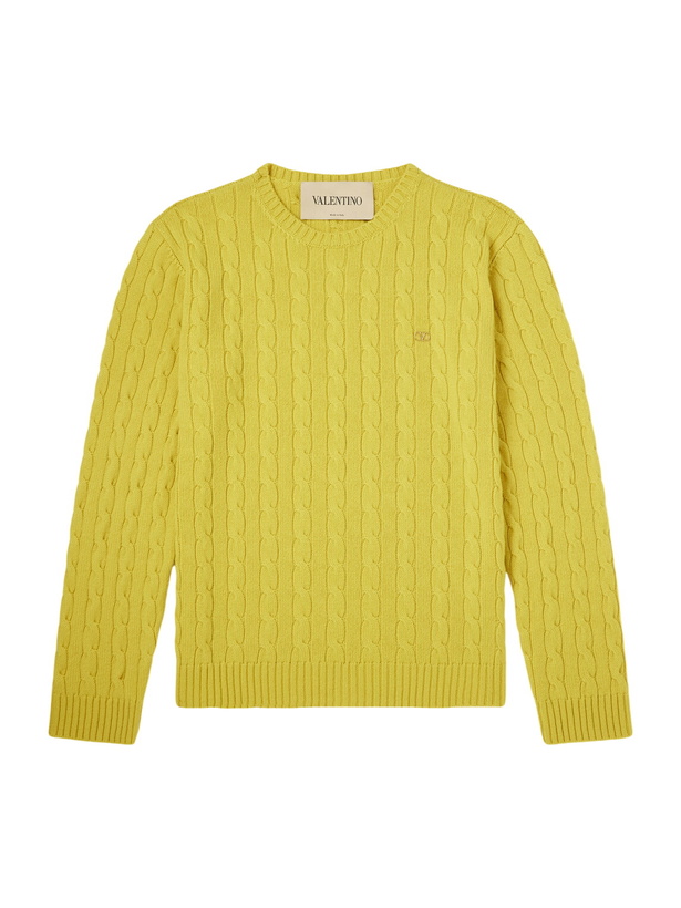 Photo: Valentino Garavani - VLogo-Embellished Cashmere Sweater - Yellow