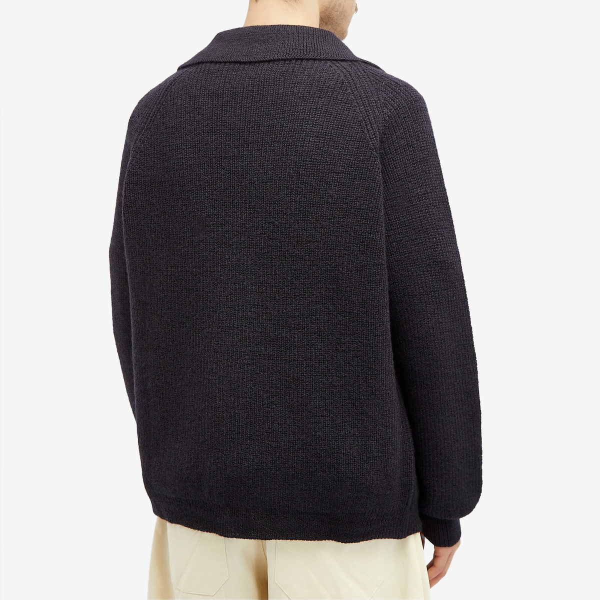 MHL by Margaret Howell Men's Collared Knit Cardigan in Ink MHL by