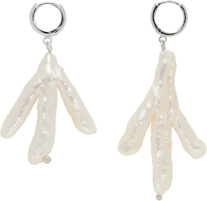 Photo: Gohar World Silver & White Host Chicken Foot Pearl Earrings