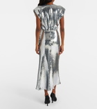David Koma Gathered sequined midi dress