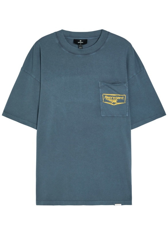 Photo: Represent Nothing Faster Printed Cotton T-shirt Indigo