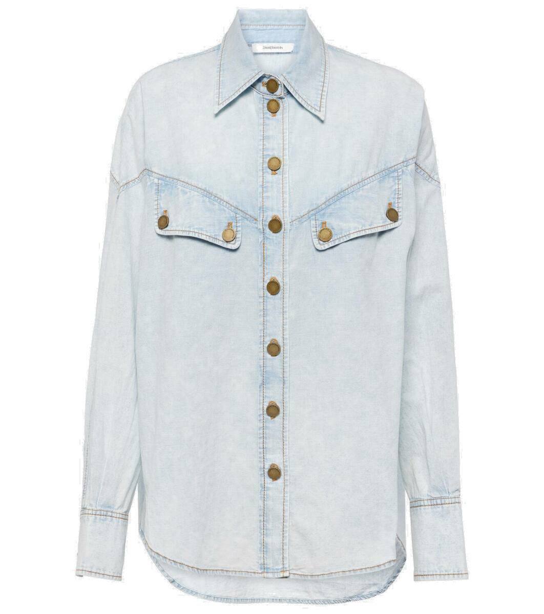 Tシャツ・カットソー ZIMMERMANN LIGHT BLUE TOP Zimmermann Lightburst Relaxed Crop Shirt | Shopbop