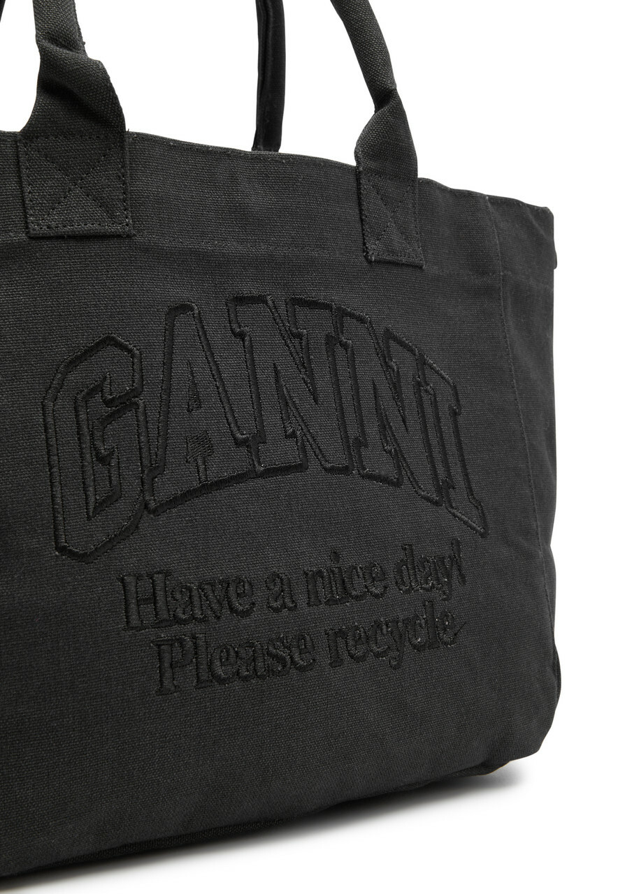 Ganni Easy Shopper Small Canvas Tote - Black - One Size GANNI