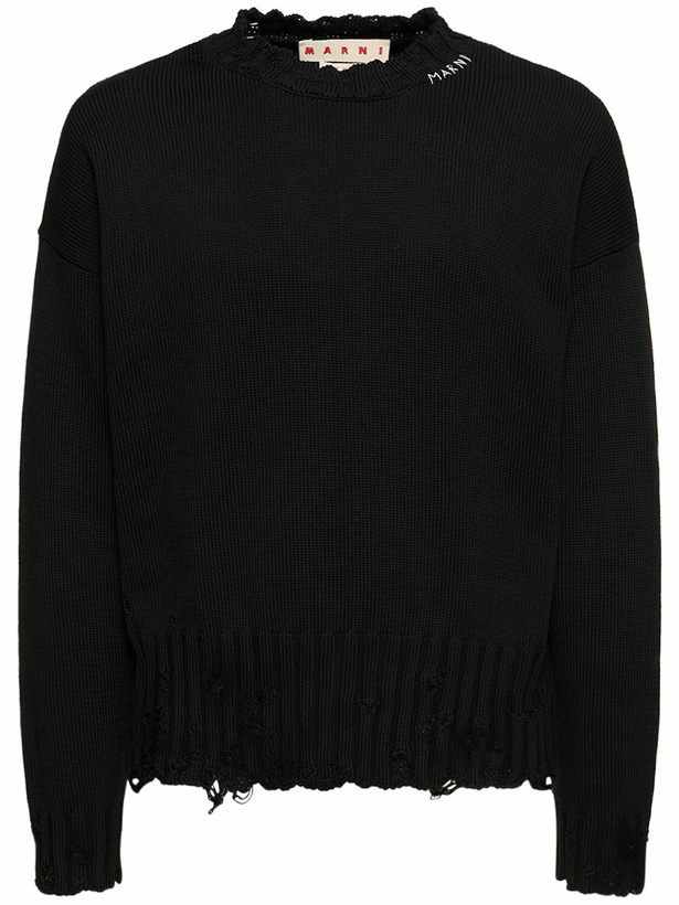Photo: MARNI Logo Cotton Knit Boxy Sweater