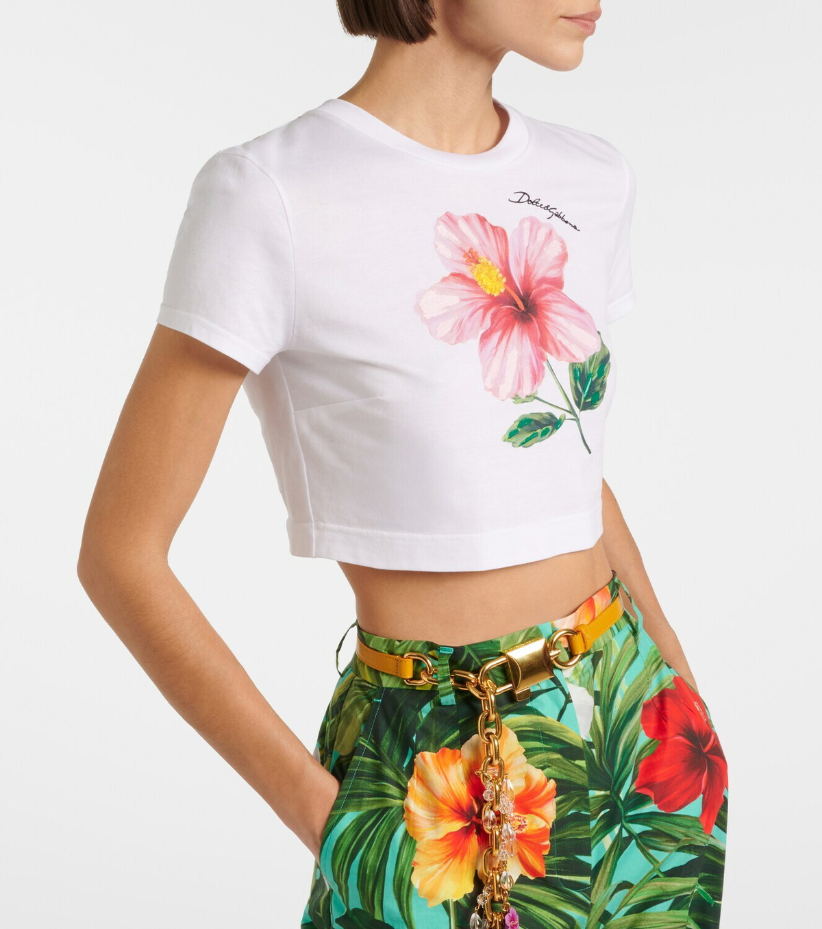 Dolce&Gabbana Floral cotton crop top