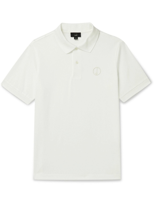Photo: DUNHILL - Logo-Embroidered Cotton-Piqué Polo Shirt - White