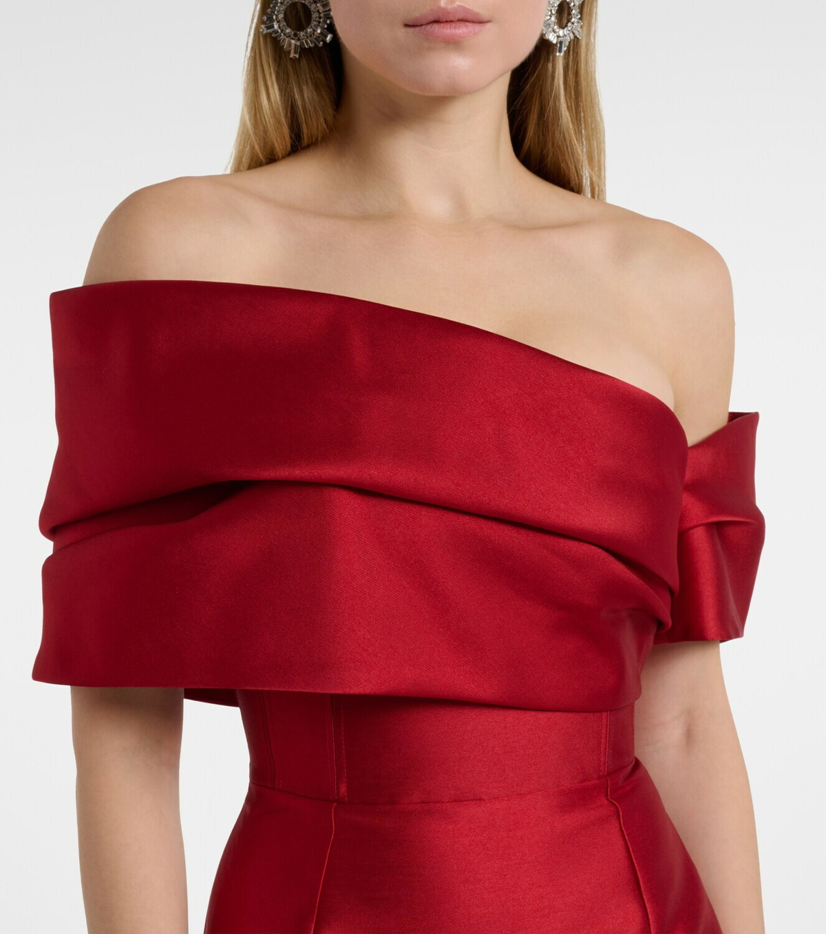 Solace London Mirla off-shoulder satin cocktail dress