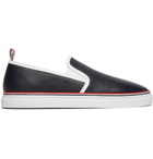 Thom Browne - Pebble-Grain Leather Slip-On Sneakers - Men - Navy