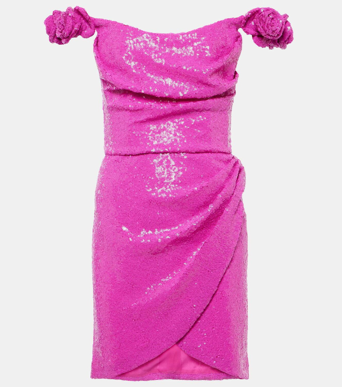 Costarellos Sequined floral-appliqué minidress