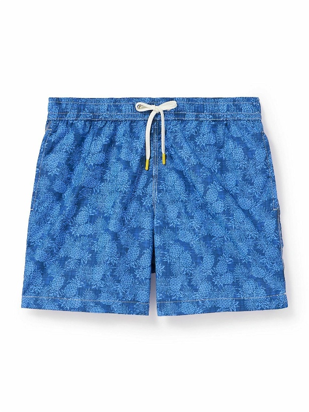 Photo: Hartford - Straight-Leg Mid-Length Printed Swim Shorts - Blue