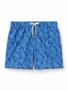 Hartford - Straight-Leg Mid-Length Printed Swim Shorts - Blue