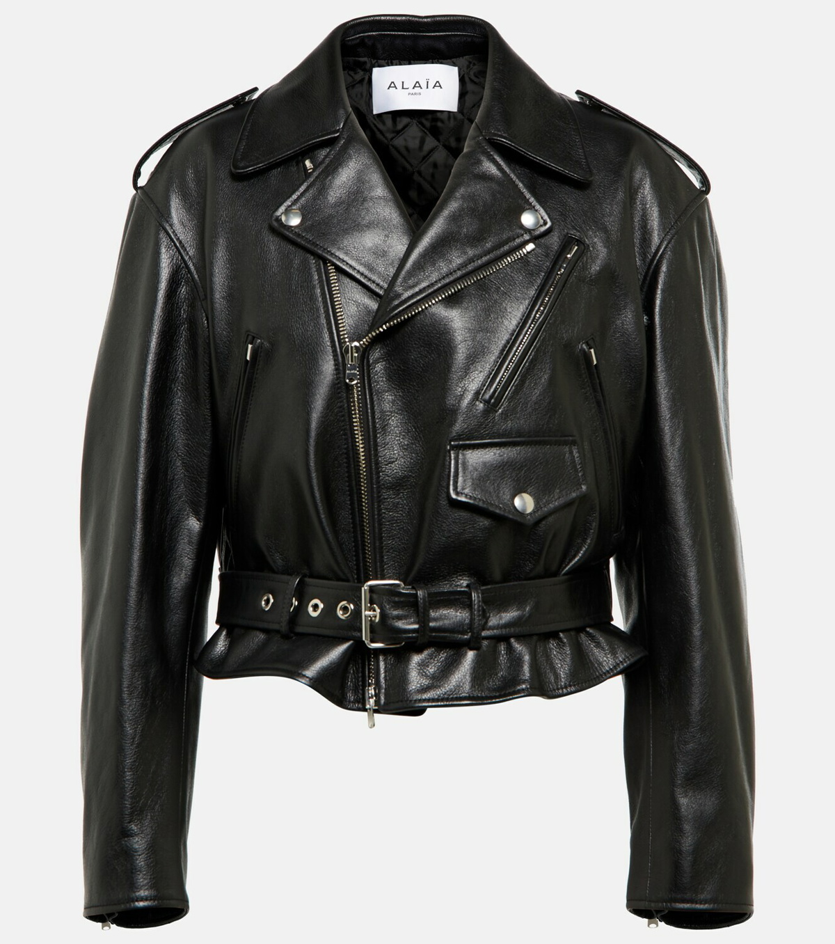 Alaïa Cropped leather biker jacket ALAÏA