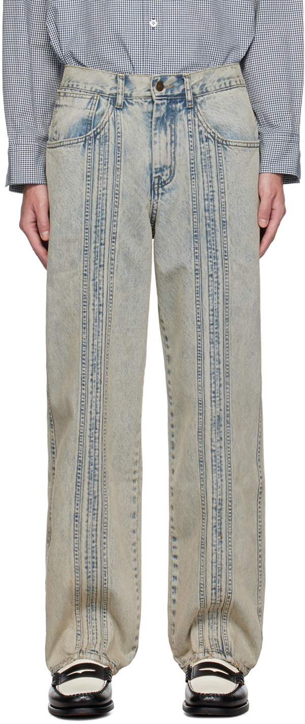 AFTER PRAY Blue Line Panel Jeans