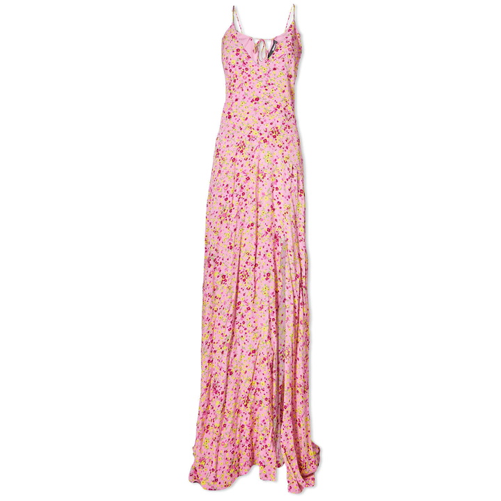 Photo: Rotate Women's Jacquard Maxi Slip Dress in Fuchsia Pink Combi