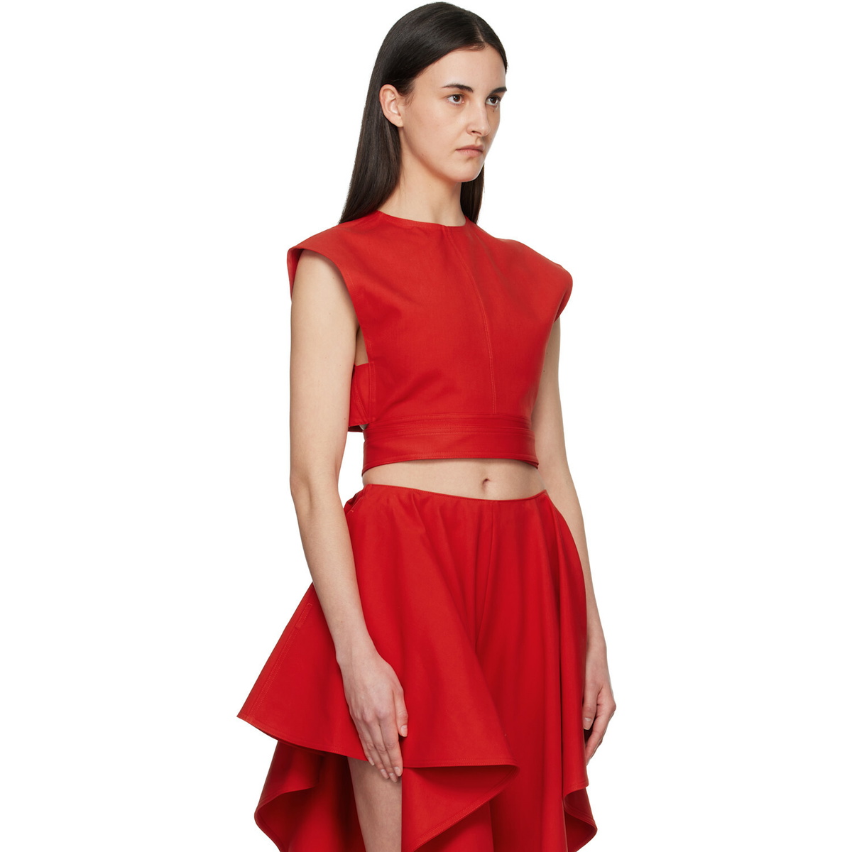 ALAÏA Orange Belted Cotton Top