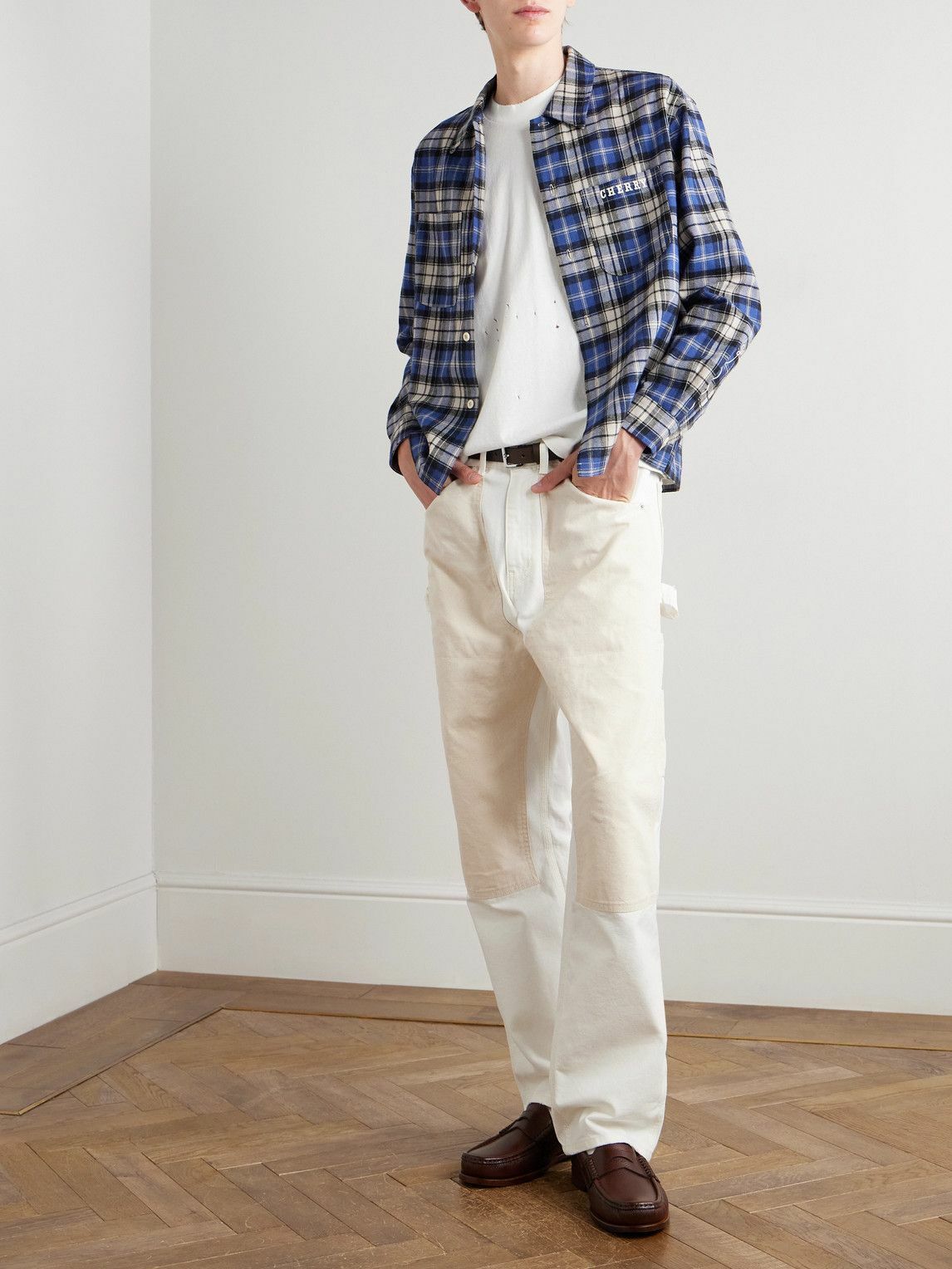 Cherry Los Angeles - Straight-Leg Double-Knee Cotton-Canvas Trousers - Neutrals