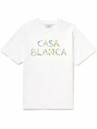 Casablanca - L'Arche Fleurie Logo-Print Organic Cotton-Jersey T-Shirt - White