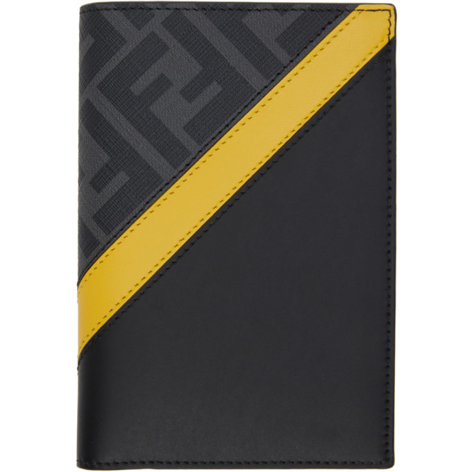 Fendi Black and Yellow Forever Fendi Passport Holder Fendi