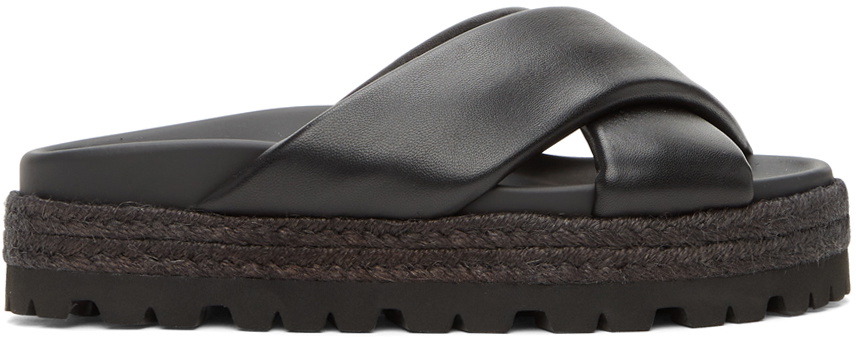 MSGM Black Cross Over Sandals MSGM