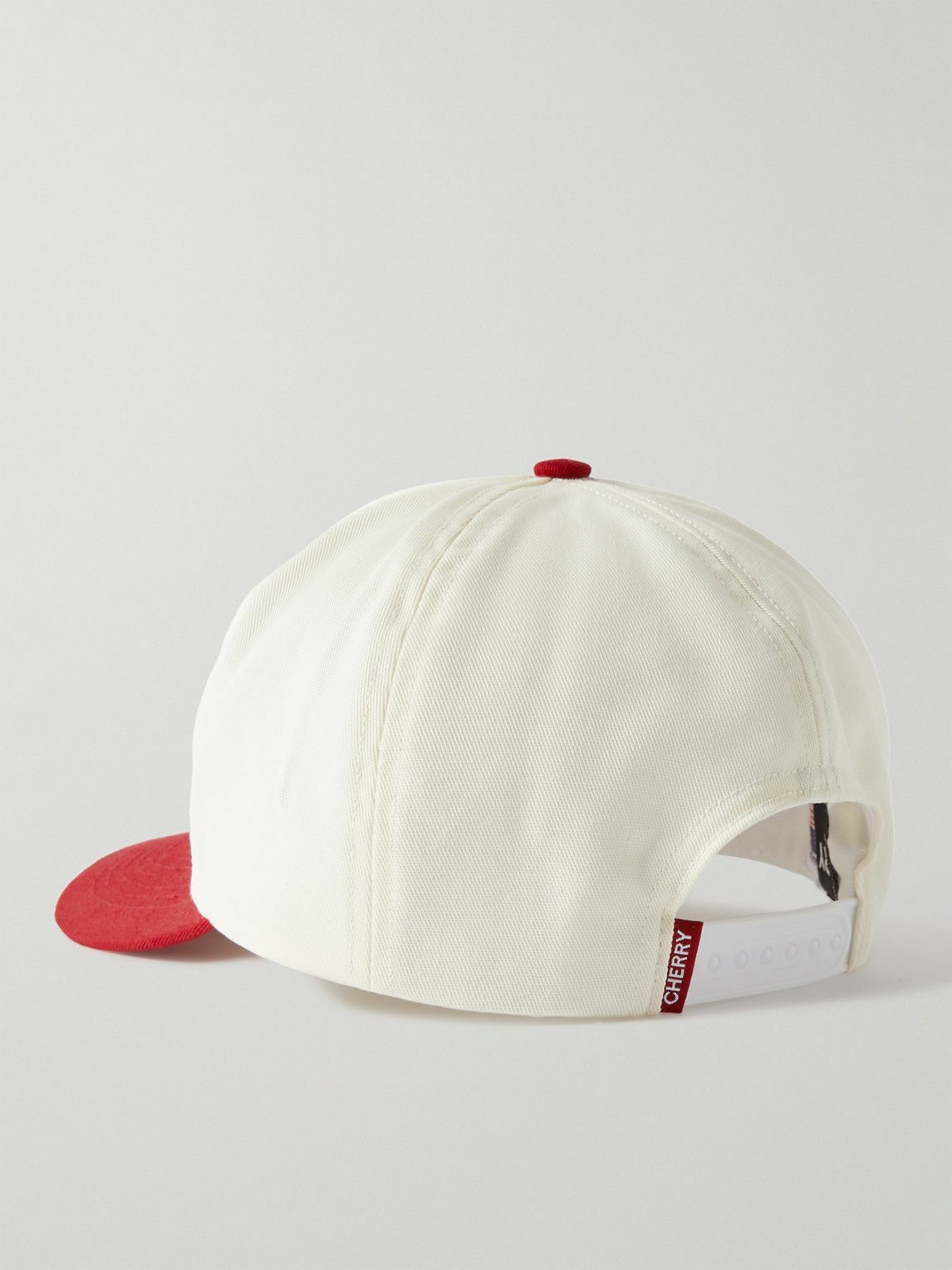 CHERRY LA Logo-print Twill Trucker Hat in Red