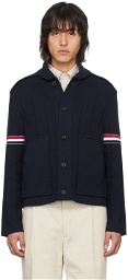 Thom Browne Navy Shawl Collar Jacket