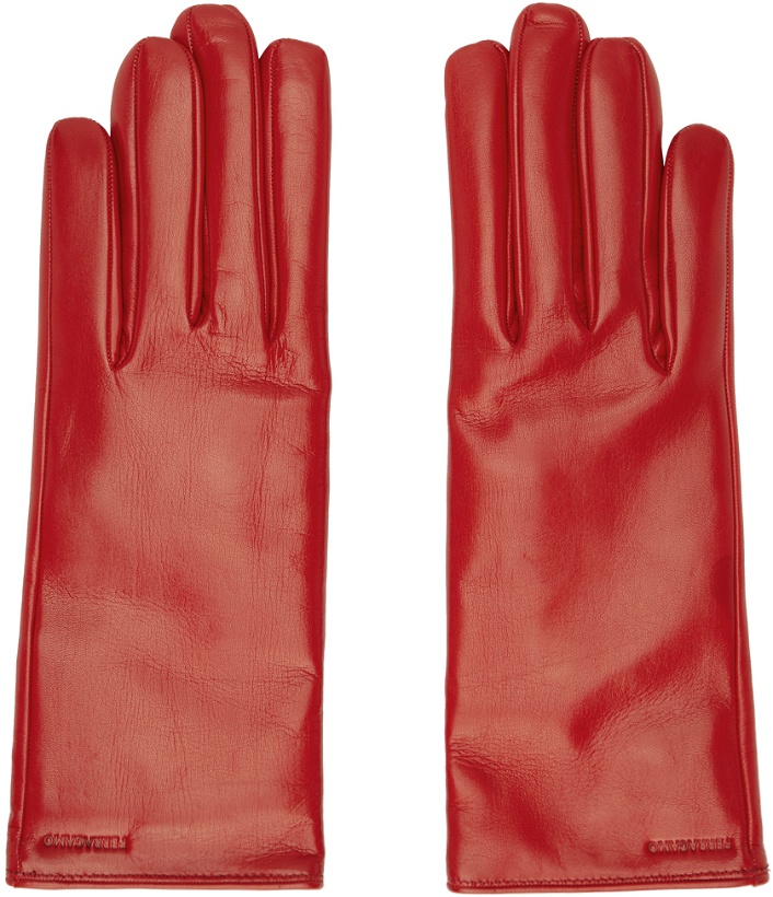 Photo: Ferragamo Red Embossed Gloves