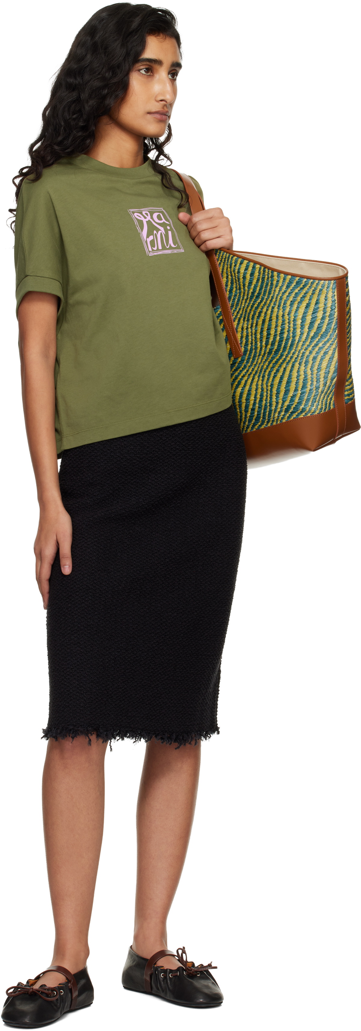 Marni Green Marni Logo Flame Print Jersey T-shirt
