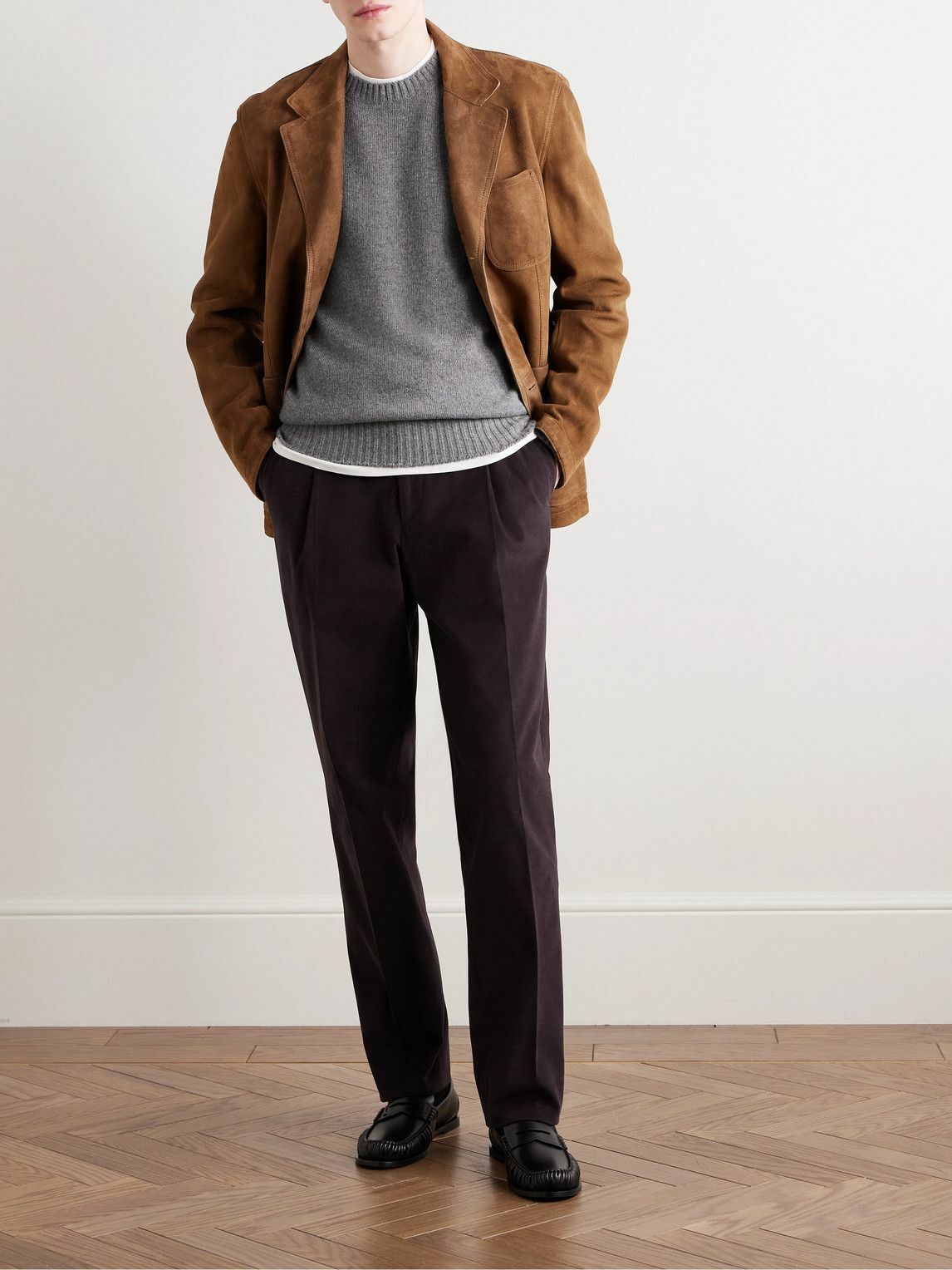 De Petrillo - Slim-Fit Merino Wool and Cashmere-Blend Sweater - Gray