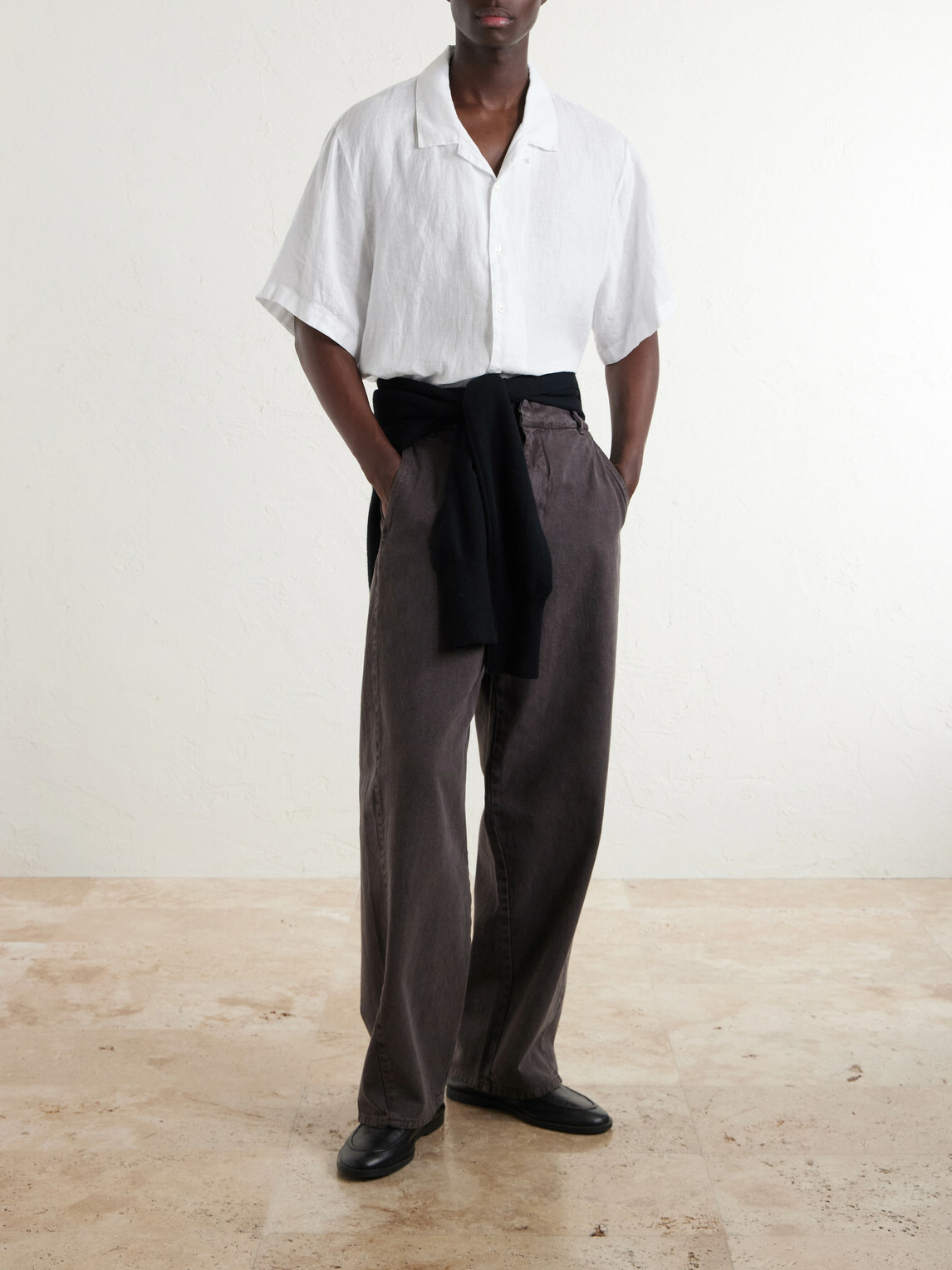 James Perse - Convertible-Collar Linen Shirt - White
