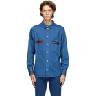 Gucci Blue Denim Stone Wash Web Shirt