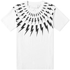 Neil Barrett Men's Fair-Isle Thunderbolt T-Shirt in White/Black