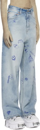 VETEMENTS Blue Scribbled Baggy Jeans